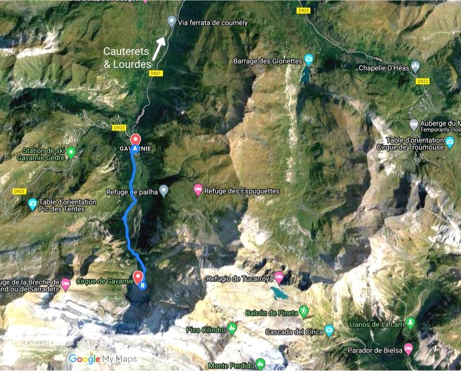 hike French Cirque de Gavarnie map