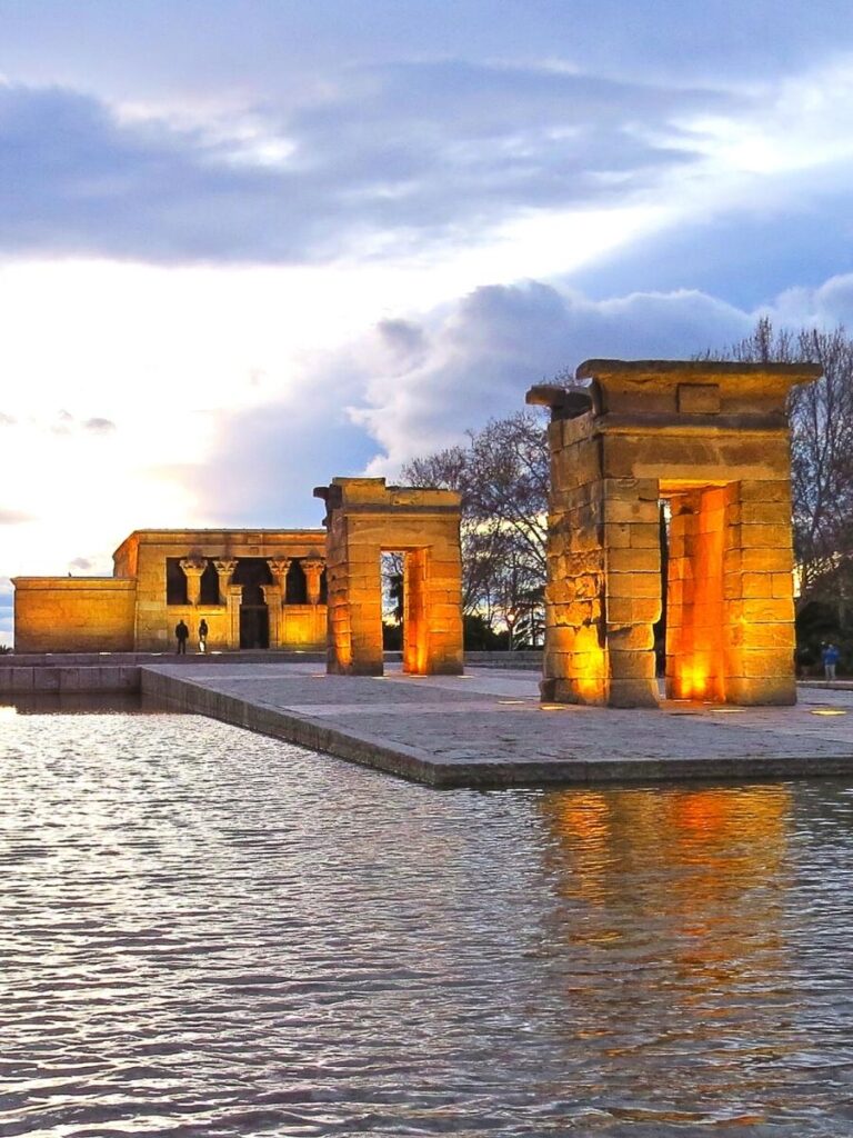 ancient temple at sunset in madrid