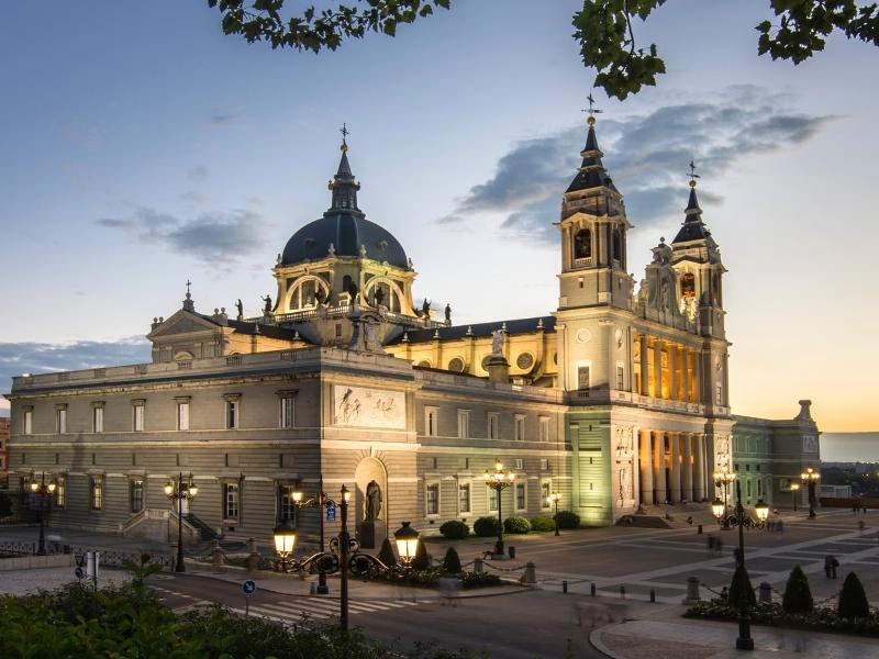 elegant pale cathedral at dusk