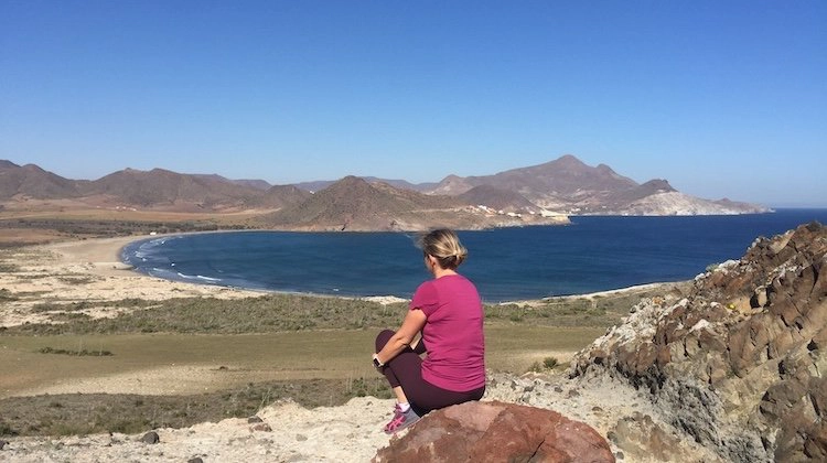 Blue sky and sandy bay of Playa de los Genoveses in Spain