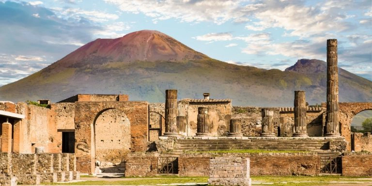 Pompeii with Vesuvius in the background