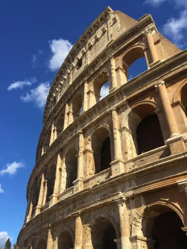 ancient brick structure with arched openings and columns