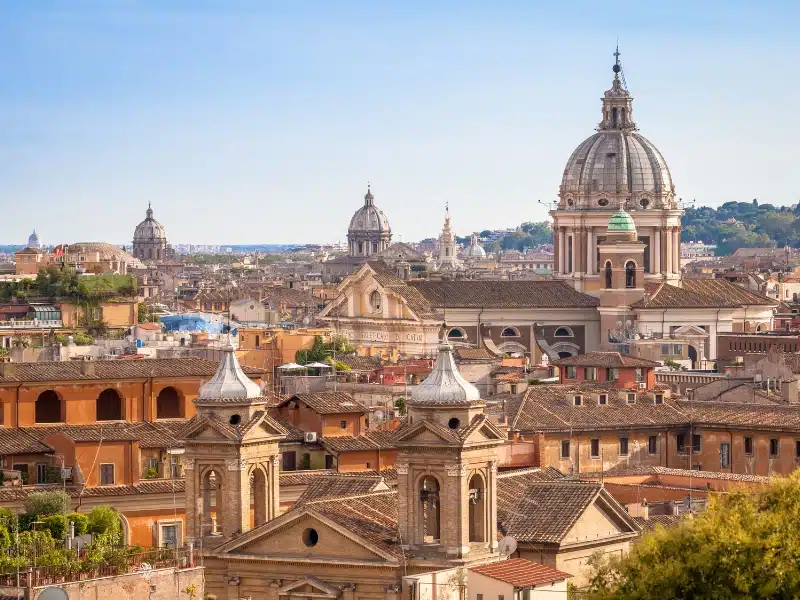 panoramic cityscape with blue sky and clouds