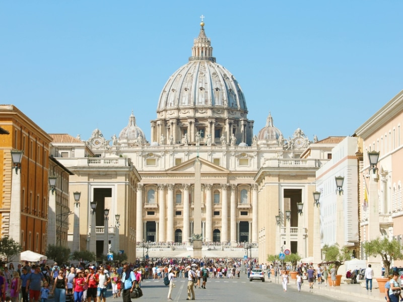 Via della Conciliazione street St Peter Basilica in the Vatican City, Rome.