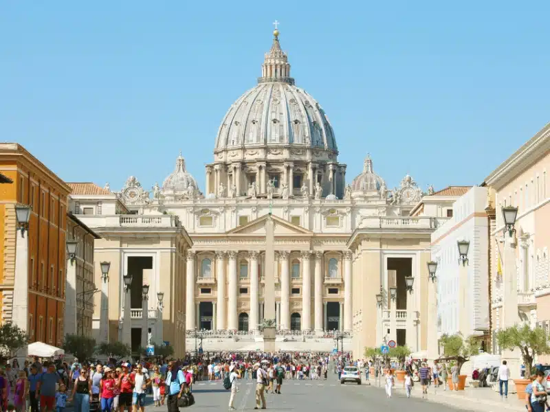 Via della Conciliazione street St Peter Basilica in the Vatican City, Rome.