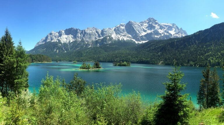 View of the Zugspitze across the Eibsee