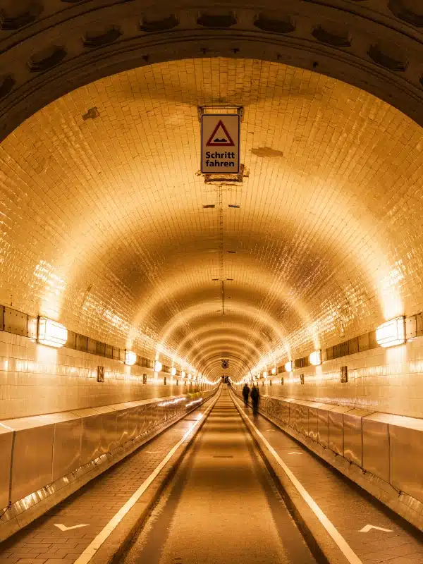 Tunnel under Elbe River in Hamburg.