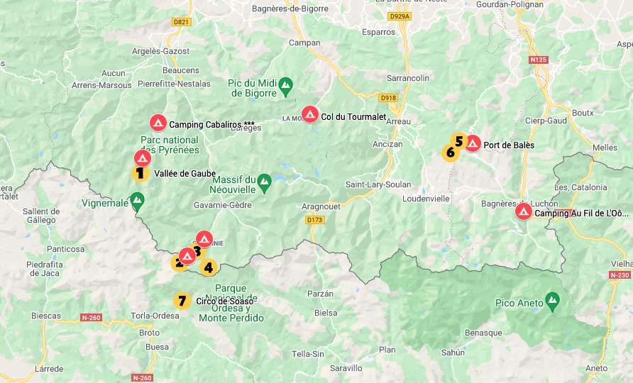pyrenees hiking map