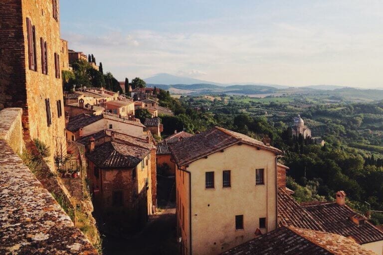View of the countryside from Italian hill town