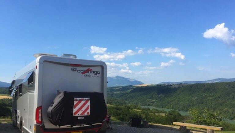 motorhome at a France Passion site in Corbonod, Rhone-Alpes