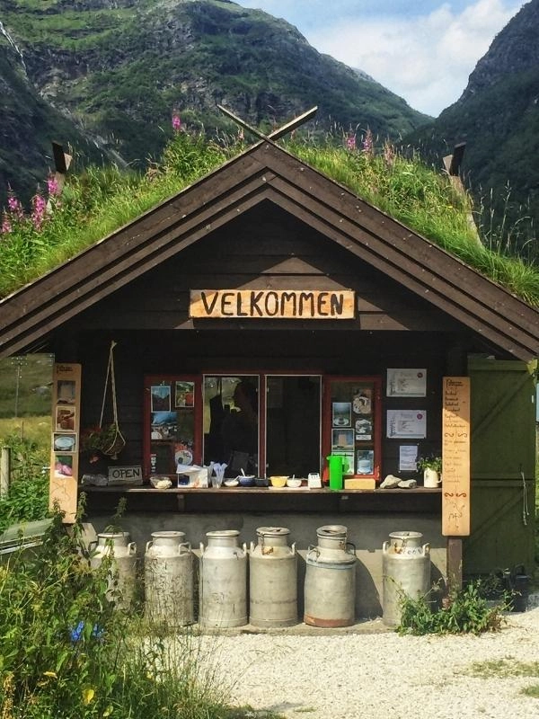 small hut on a gaot farm, selling goat milk and cheese