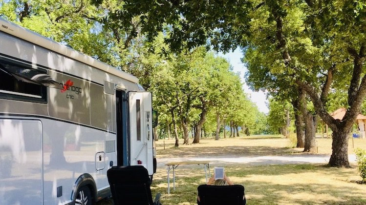 relaxing by the motorhome in Provence, France