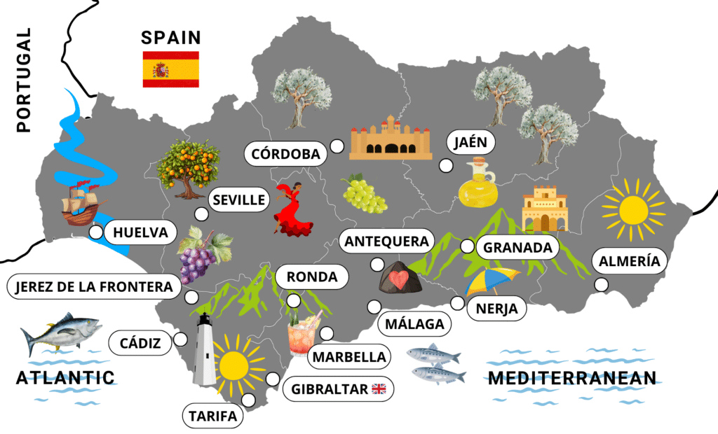 Andalucia road trip map