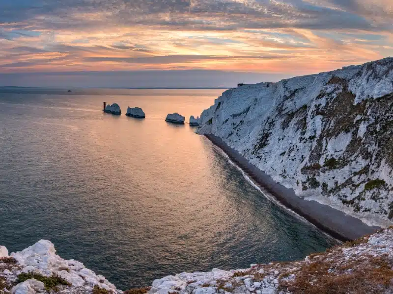 rock stacks and white cliffs