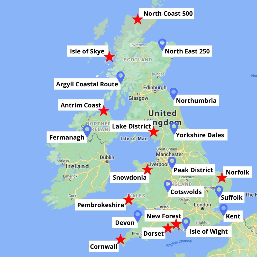 motorhome routes UK map