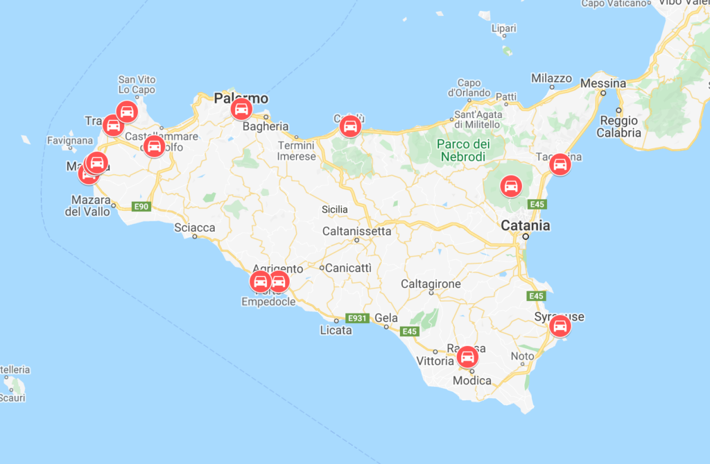 Sicily road trip map