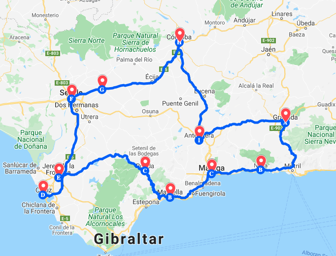 10-14 day Andalusia road trip
