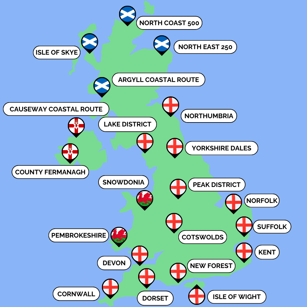 motorhome routes UK map