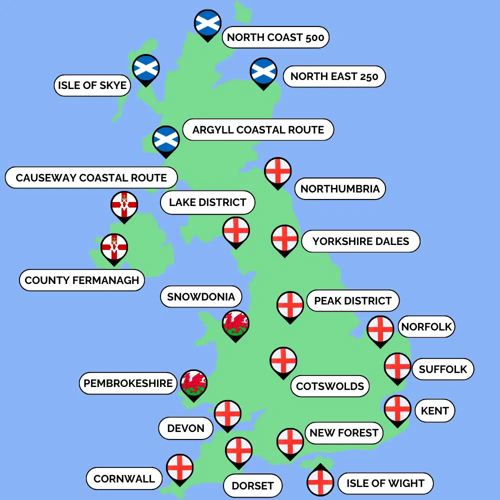 motorhome routes UK map