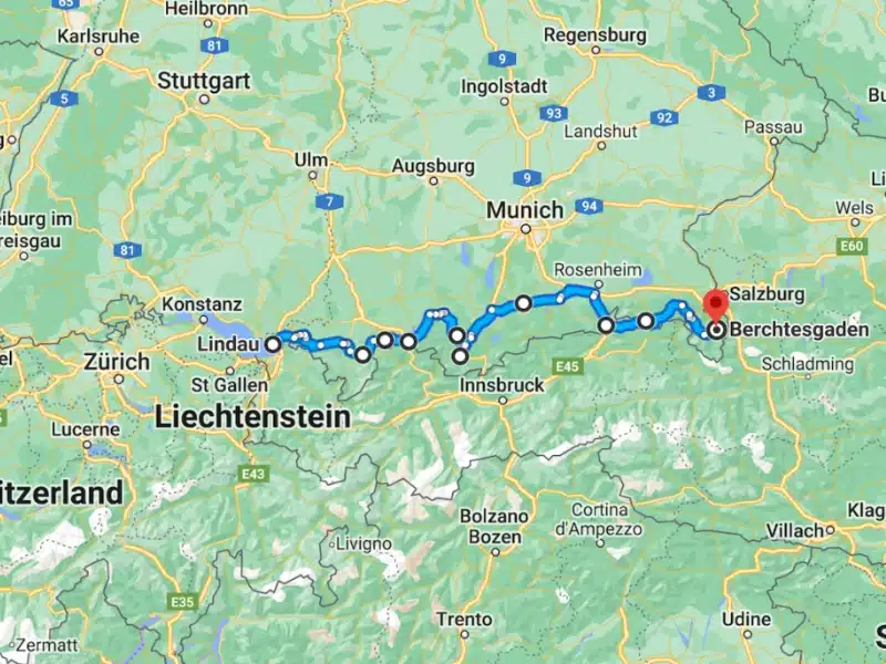 German Alpine Road map