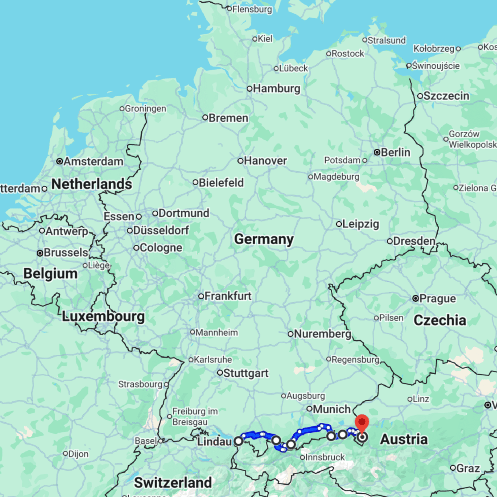 German Alpine Road map