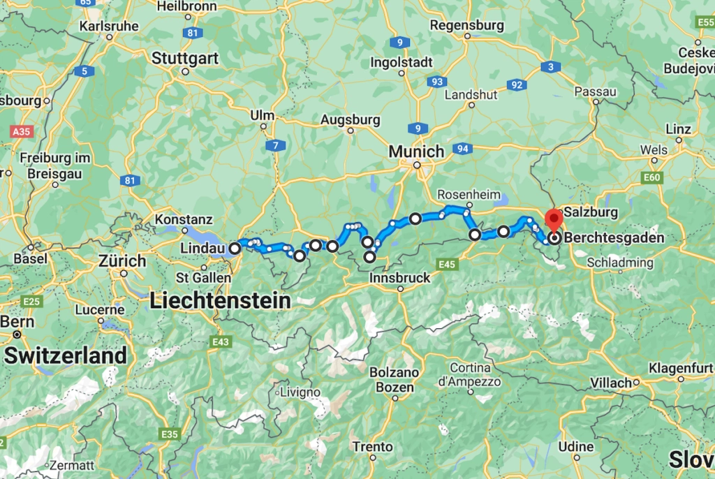 German Alpine Road map