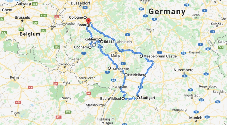 road trip route europe