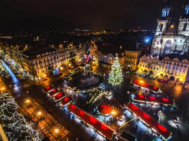 Christmas market in Prague square