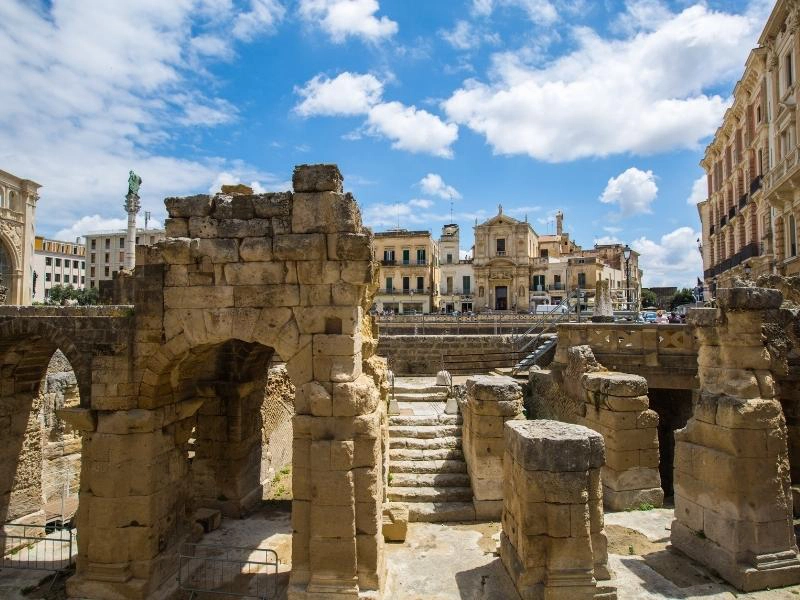 ancient stone ruins in an Italian city