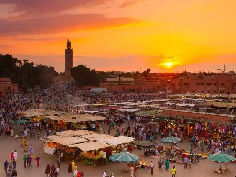 Marrakech square at dusk