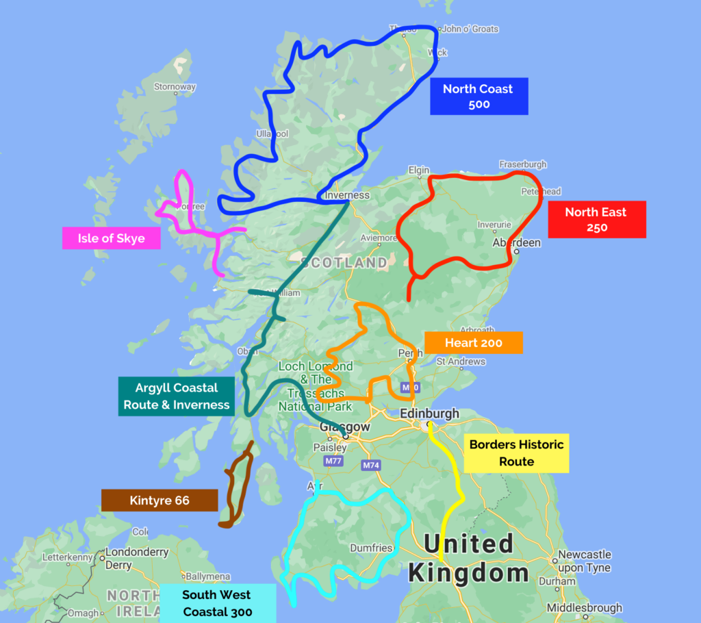 Scottish road trip map