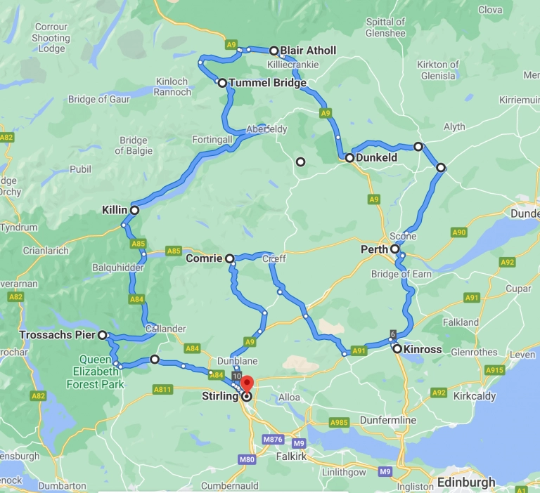 grand tour scotland road trip map