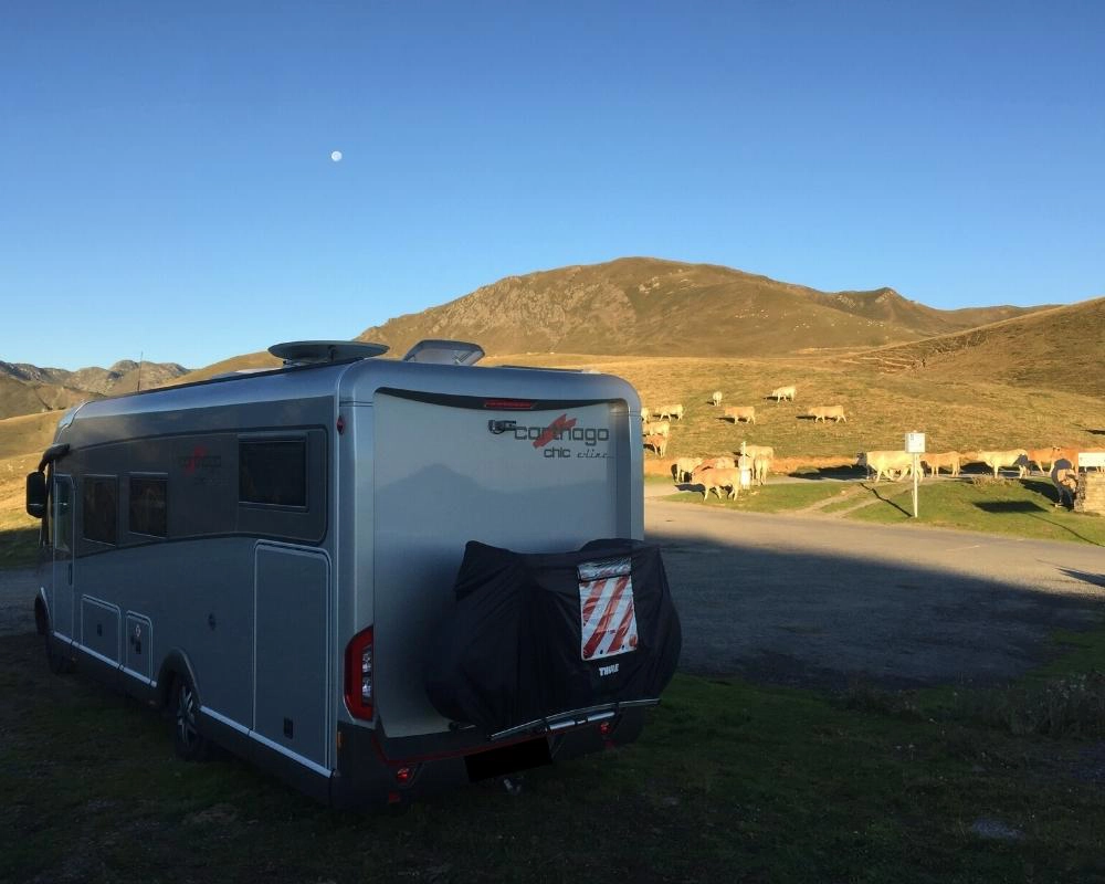 campervan wild camping in the Pyrenees mountains