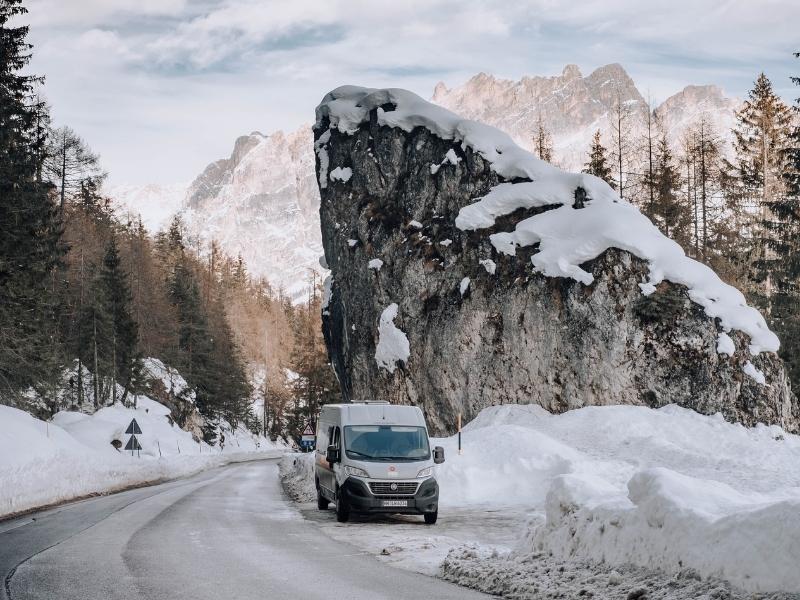 Campervanning in the Dolomites in winter