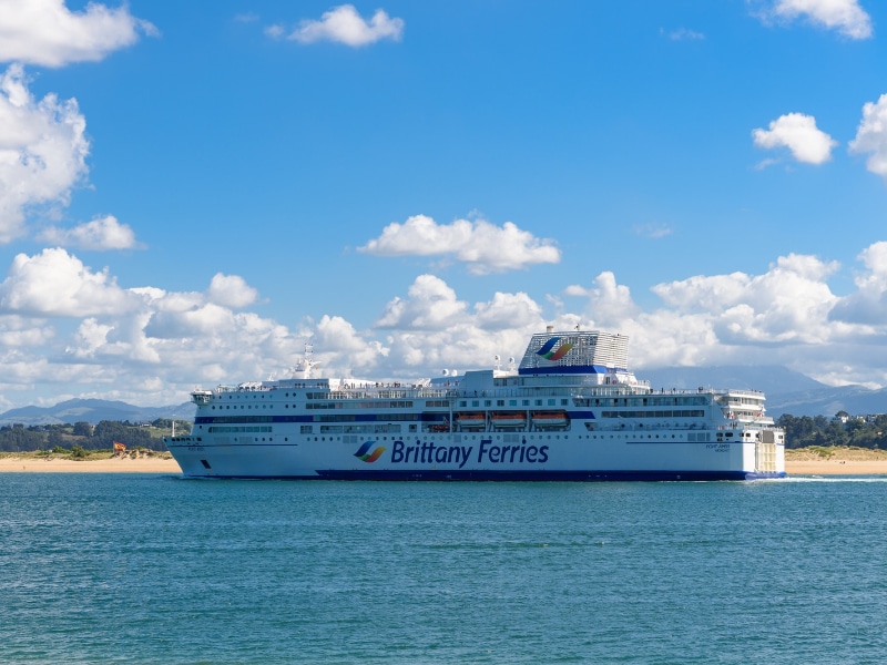 Brittany Ferries ship leaving the port of Santander