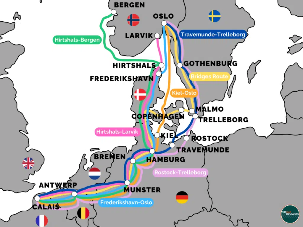 UK to Norway driving map