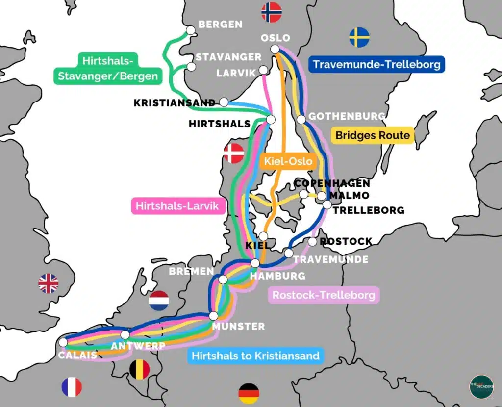 UK to Norway driving map