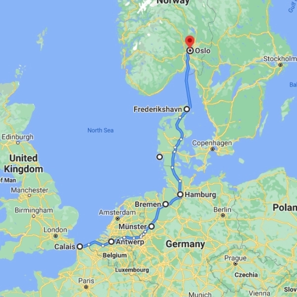 driving from UK to Norway