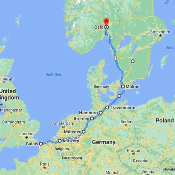 Germany to Sweden ferry map