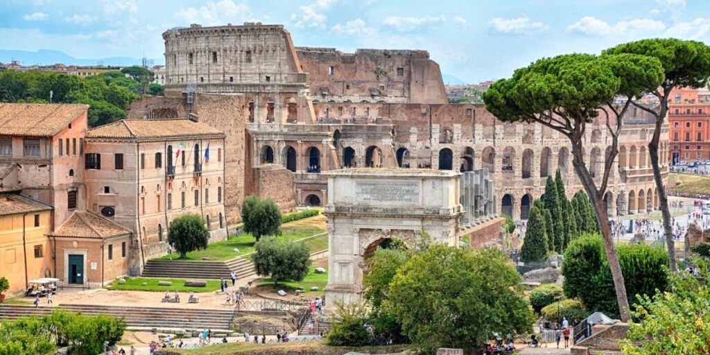Ancient rome surrounded by trees