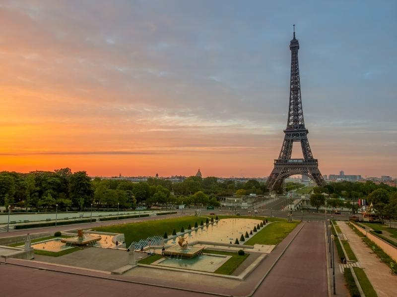 Eiffel Tower from Trocadero at sunrise