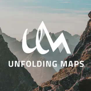 An image of mountains with the words Unfolding Maps