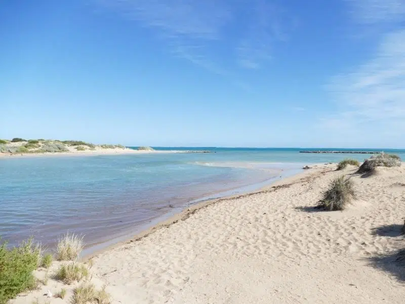 Sandy beach and blue seas