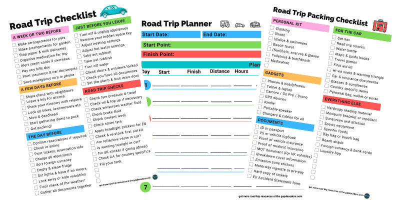 road trip checklists