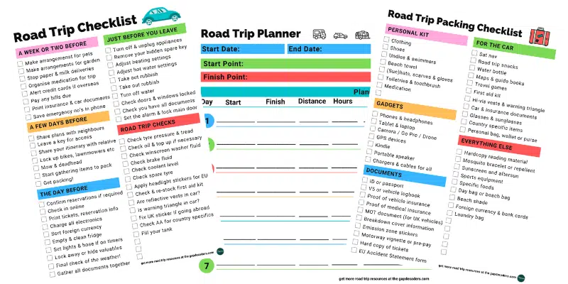 road trip checklists