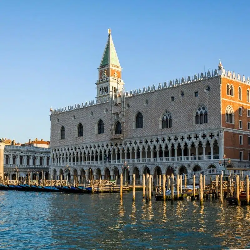 An image of Doge's place taken from the Venice lagoon
