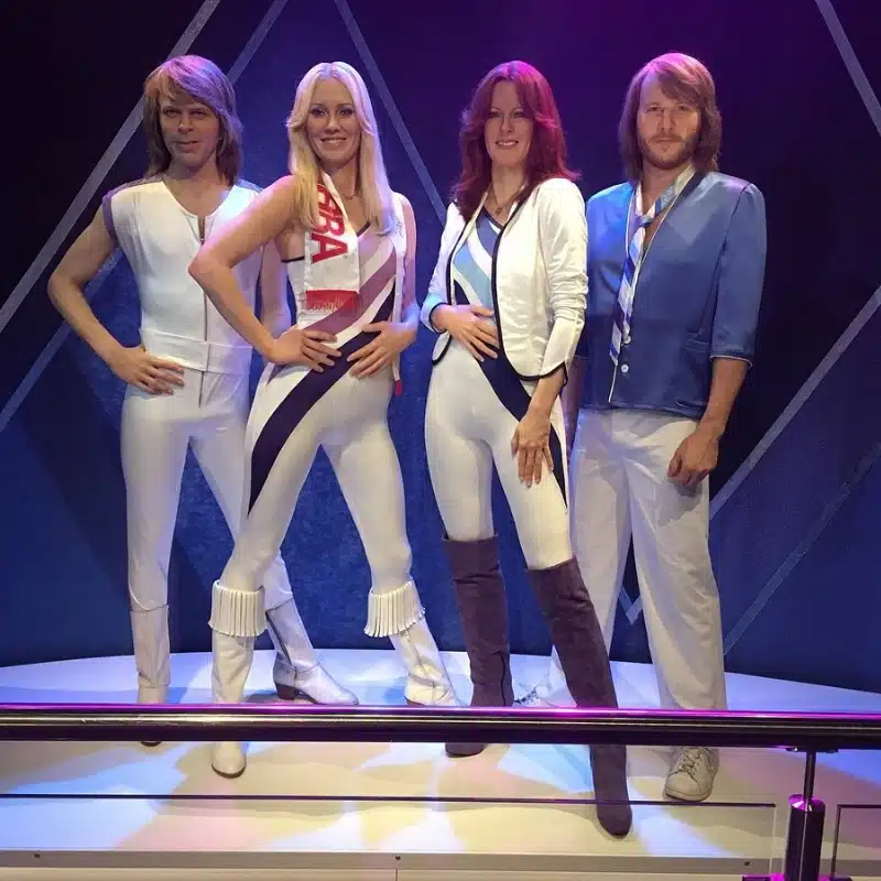 An image of wax models of the 4 members of Abba