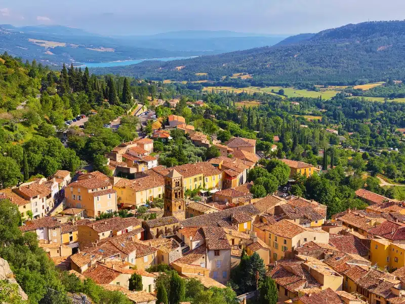 View of village Moustiers Sainte Marie, on the list of the most beautiful villages of France