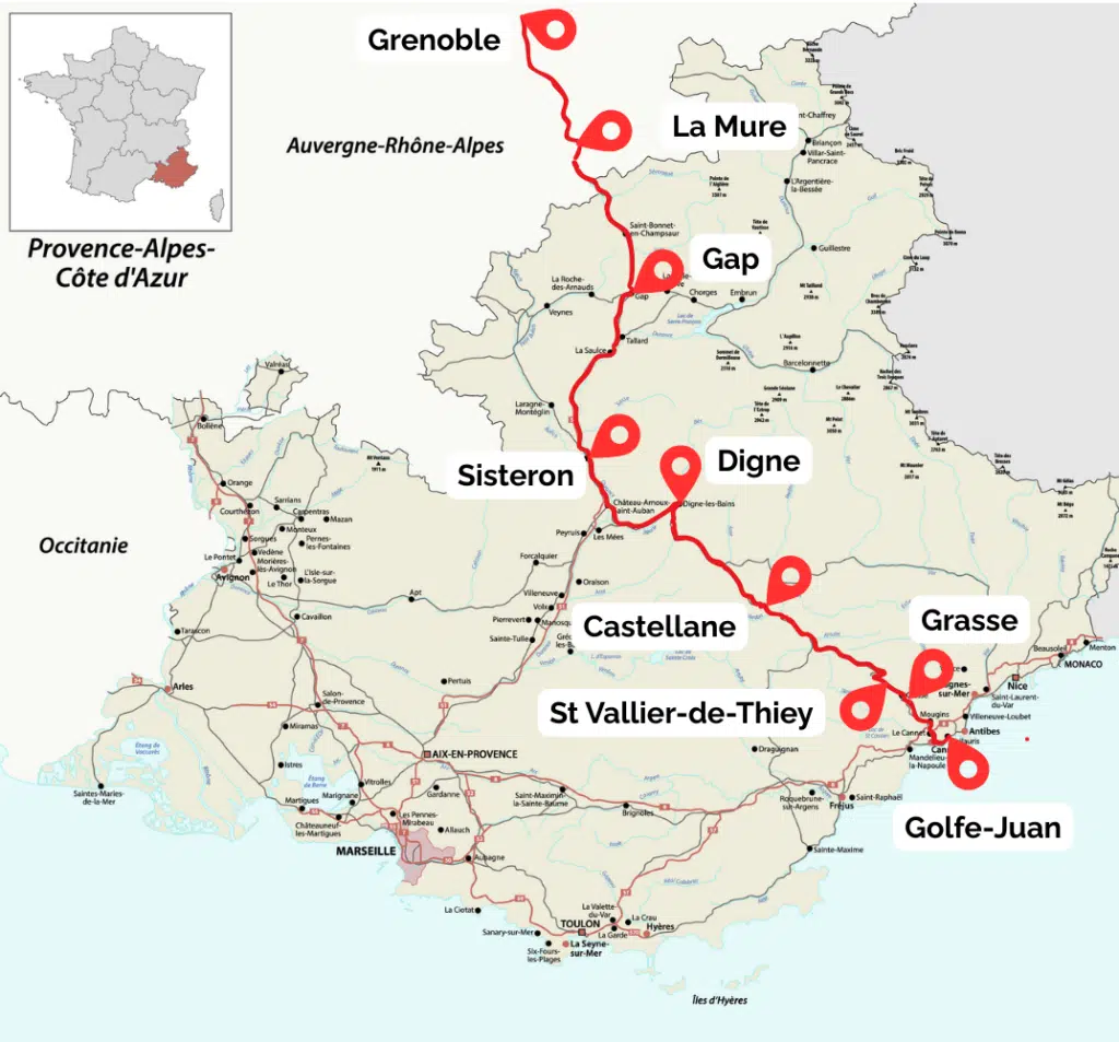 Route Napoleon road trip map