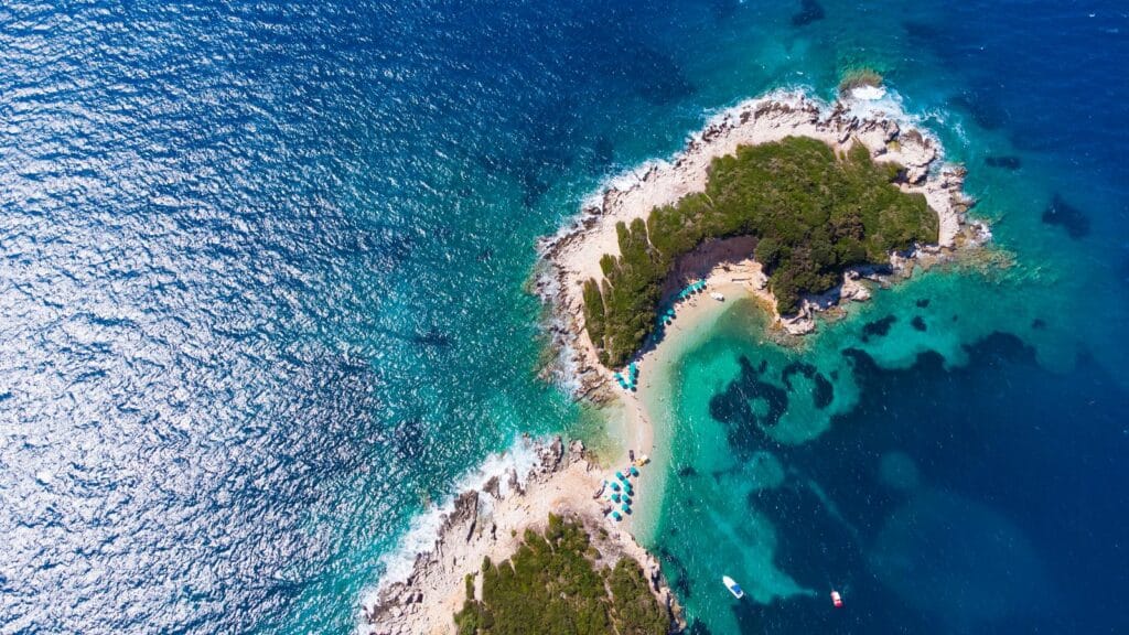 Beautiful sandy Ksamil beach in Albania
